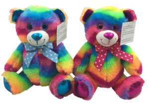 25cm Plush Rainbow Teddy Bear (2 Ribbon Colours)