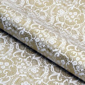 Paper Roll White Lace On Gold 50cm X 50m