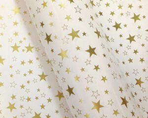 Paper Roll Gold Stars On White 50cm X 60m