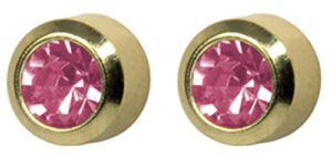 Gold Stud Mini Birthstone Pink Tourmaline 3mm (october)