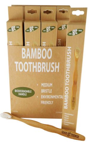 Bamboo Toothbrush Display Of 12