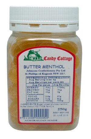 Candy Cottage Butter Menthol Drops Jar 250g