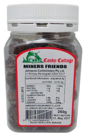 Candy Cottage Miners Friends Drops Jar 250g
