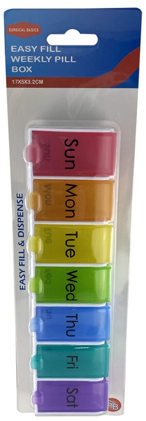 Surgical Basics Pill Box Easy Fill 1 Per Day 22.4 X 6 X 2.5cm