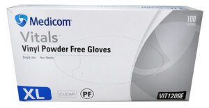 Medicom Vinyl Powder Free Gloves Extra Large 100 Pack