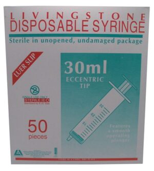 Sterile Disposable 30ml Syringe No Needle 50 Pack