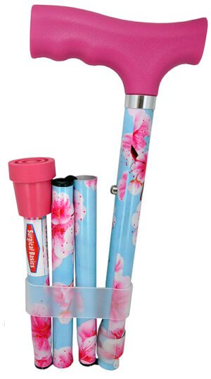 Surgical Basics Walking Stick Pink Blossom Folding 77-89cm