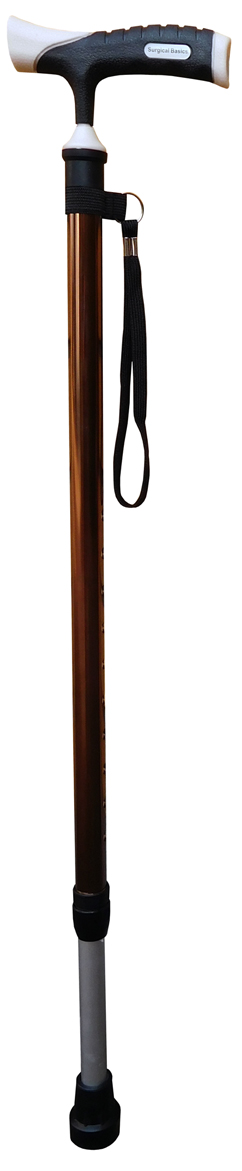 Surgical Basics Walking Stick Bronze Adjustable Tpr Handle With Strap 72-95cm