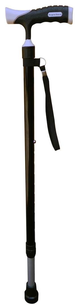 Surgical Basics Walking Stick Black Adjustable Non Slip 72-95cm