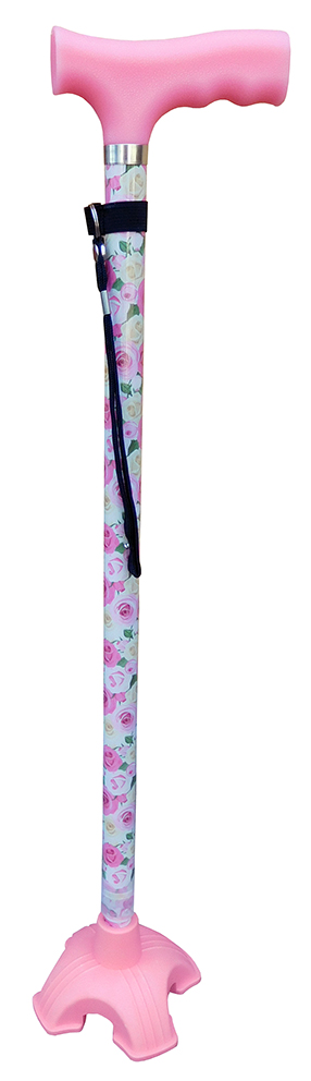 Surgical Basics Walking Stick Adjustable Rose Self Standing 74-86cm