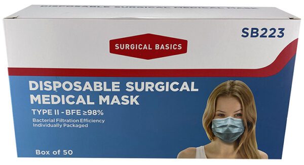 Surgical Basics Face Mask Bfe98 Display Of 50
