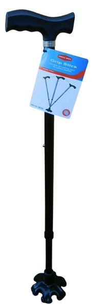 Surgical Basics Walking Stick Grip Stick Black Self Standing Adjustable 75-98cm