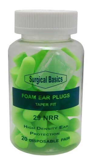 Surgical Basics Foam Green Ear Plugs (20 Pairs) In Jar