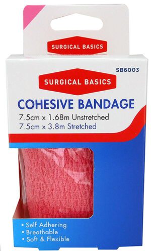 Surgical Basics Self Adherent Cohesive Bandage Pink (7.5cmx1.68m Unstretched)
