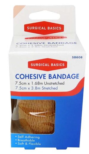 Surgical Basics Self Adherent Cohesive Bandage Tan (7.5cm X 1.68m Unstretched)