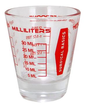 Surgical Basics Glass Medicine Measure Red Mark 30ml