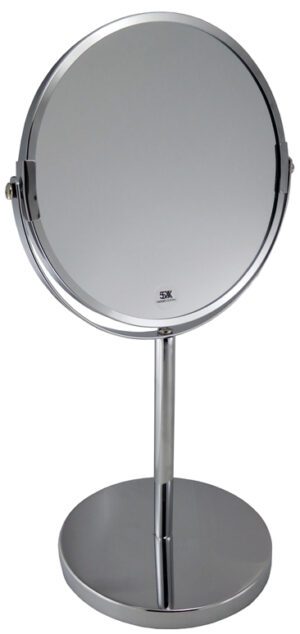 Pedestal Mirror Chrome Round On Stand 17cm Diameter 36cm Height