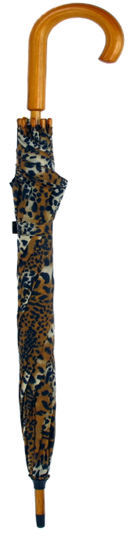 Umbrella Leopard Print Wood Handle