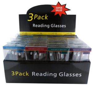 3p Reading Glasses (4 Strengths/3 Pack) Display Of 24