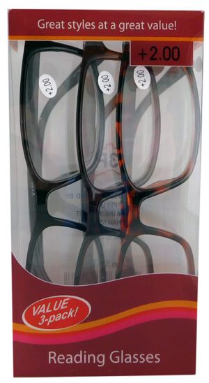 Reading Glasses 2.0 Strength (3 Pack)