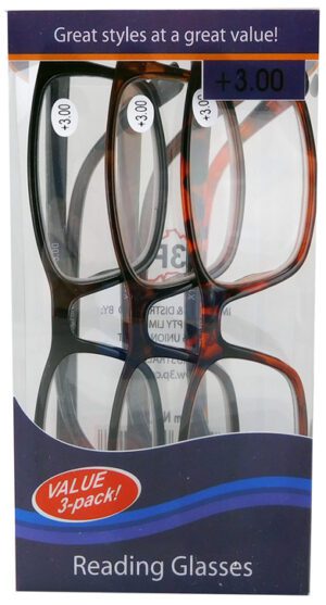 Reading Glasses 3.0 Strength (3 Pack)