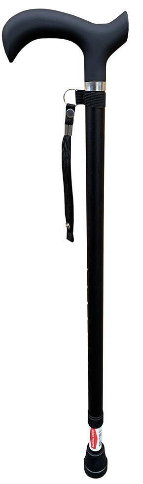 Surgical Basics Walking Stick Matte Black With Strap Adjustable 72-95cm