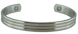 Magnetic Wrist Bangle Silver Ridged