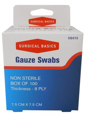 Surgical Basics Non Sterile Gauze Swabs 7.5cm X 7.5cm 100 Pack
