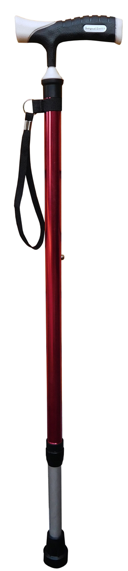 Surgical Basics Walking Stick Red Adjustable Tpr Handle With Strap 72-95cm
