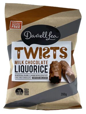 Darrell Lea Liquorice Twists Milk Chocolate Coated 3 Pack