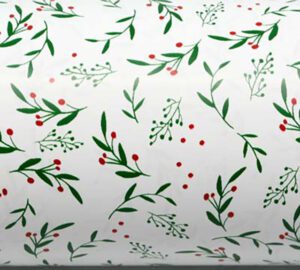 Xmas Paper Roll Holly On White 50cm X 50m