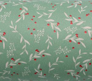 Xmas Paper Roll Holly On Sage 50cm X 50m
