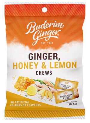 Buderim Ginger Honey Lemon Chews 50g