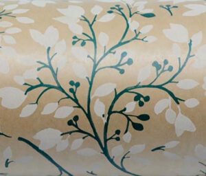 Paper Roll White/jade Spring Blossom On Kraft 50cm X 50m