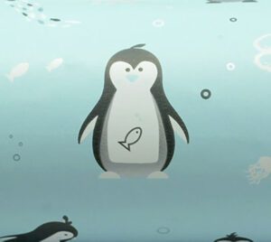 Paper Roll Kids Penguins On Blue 50cm X 50m