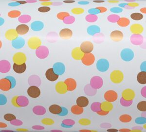 Paper Roll Multi Colour Dot Fiesta On White 50cm X 50m