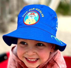 Wires Kids Bucket Hat Koala Blue Large