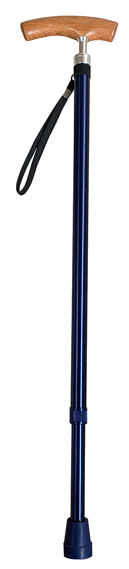 Walking Stick Navy Wood Handle Adjustable 72-95cm