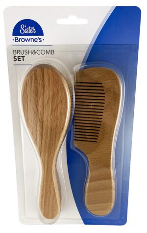 Sister Brownes Wooden Soft Bristle Brush And Comb Set