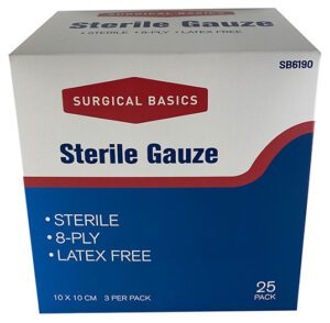 Surgical Basics Gauze Swabs Sterile 10 X 10cm 8ply 3pk Display Of 25