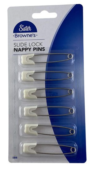 Sister Brownes Nappy Pins 6 Per Card