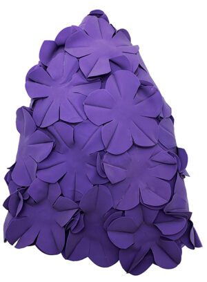 Rubber Floral Swim Cap Purple