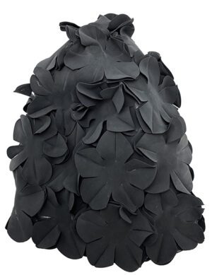 Rubber Floral Swim Cap Black