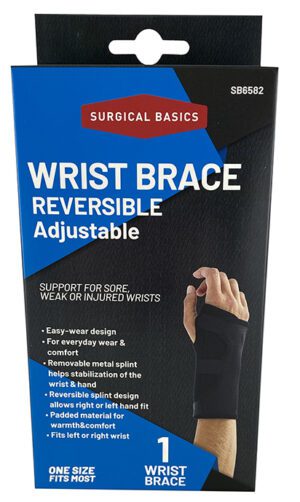 Surgical Basics Wrist Brace Reversible Adjustable Removable Metal Splint