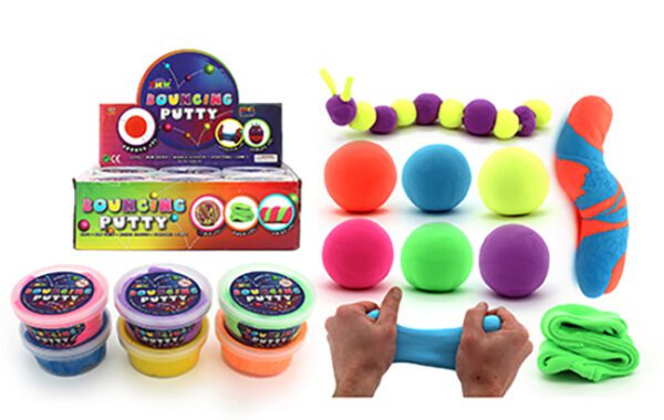 Bouncing Putty In Tub (6 Colours) Display Of 12