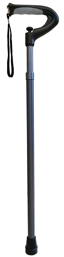 Walking Stick Pewter Push Button Adjustable 66-106cm