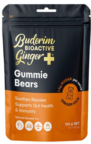 Buderim Bioactive Ginger Gummy Bears Pouch 150g
