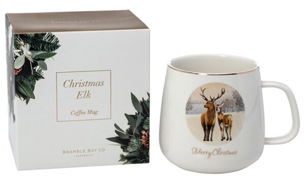 Xmas New Bone China Gold Rim Gold Elk Mug
