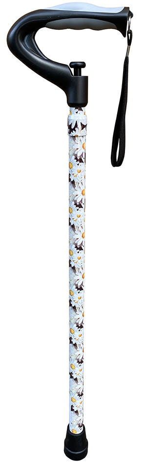 Walking Stick Light Floral Push Button Adjustable 66-105cm