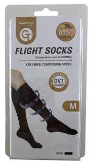 Travel Flight Socks Knee High Black Medium 1pr